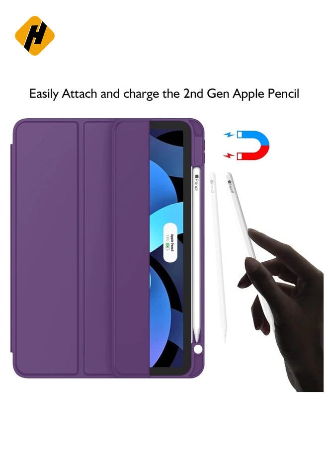 HuHa Smart Case for iPad Air - Fits 6th Gen 11-Inch (2024), 5th & 4th Gen 10.9-Inch (2022/2020) - Dark Purple, Touch ID Support, Auto Wake/Sleep  - Image 2