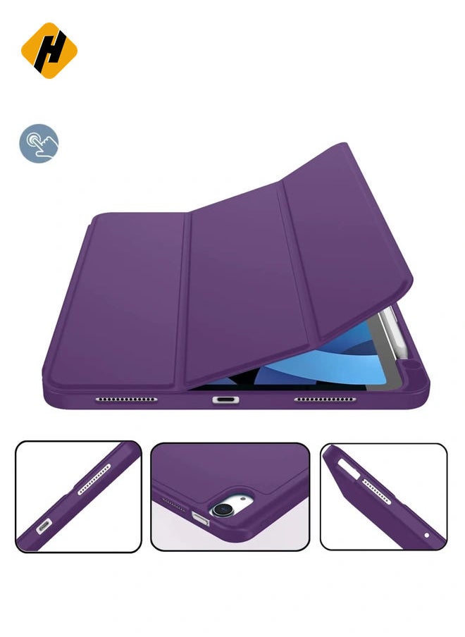 HuHa Smart Case for iPad Air - Fits 6th Gen 11-Inch (2024), 5th & 4th Gen 10.9-Inch (2022/2020) - Dark Purple, Touch ID Support, Auto Wake/Sleep  - Image 4