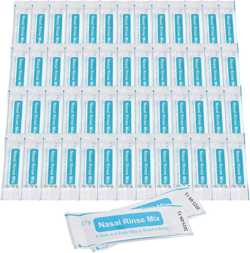 ALMEKAQUZ 40Pcs Salt Packets Saline Packets for Nasal Wash, Neti Pot Refill Kit, Effective Nasal Irrigation, Sinus Care, Nasal Cleansing Solution - Image 1