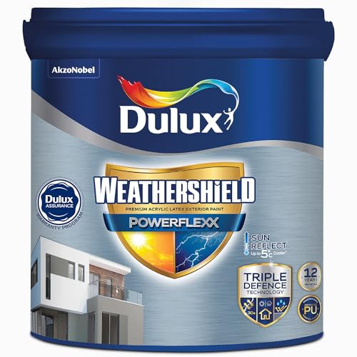 Dulux Weathershield Powerflexx Exterior Emulsion Paint (4L, BRILLIANT WHITE) | PU-Modified Acrylic Formula | Crack Resistant & Weatherproof | Algae & Fungus Guard | High Gloss Finish - Image 2