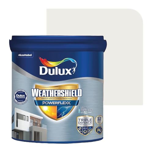 Dulux Weathershield Powerflexx Exterior Emulsion Paint (4L, BRILLIANT WHITE) | PU-Modified Acrylic Formula | Crack Resistant & Weatherproof | Algae & Fungus Guard | High Gloss Finish - Image 1