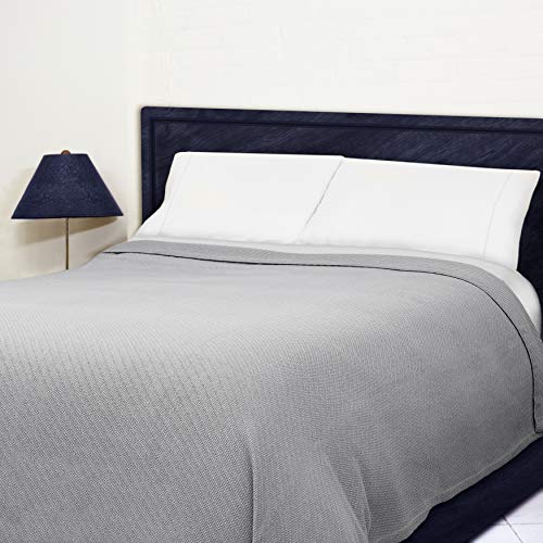 COTTON CRAFT Soft Cotton Thermal Blanket - Plush Herringbone Twill - All Season Luxurious Breathable Skin Friendly Lightweight Cooling Throw Blanket - Sofa Couch Travel Camping Dorm - King Grey - Image 4