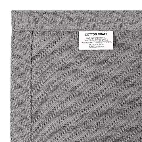 COTTON CRAFT Soft Cotton Thermal Blanket - Plush Herringbone Twill - All Season Luxurious Breathable Skin Friendly Lightweight Cooling Throw Blanket - Sofa Couch Travel Camping Dorm - King Grey - Image 3