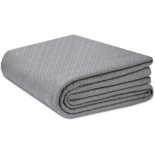 COTTON CRAFT Soft Cotton Thermal Blanket - Plush Herringbone Twill - All Season Luxurious Breathable Skin Friendly Lightweight Cooling Throw Blanket - Sofa Couch Travel Camping Dorm - King Grey - Image 1