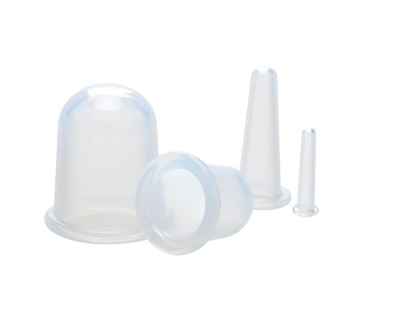 NKD Anti Cellulite Cupping Therapy Set for Family 4Pcs Silicone Vacuum Massage Cups - Chinese Cupping Kit for Body and Facial Massager for Adults Home Use (Transparent)
