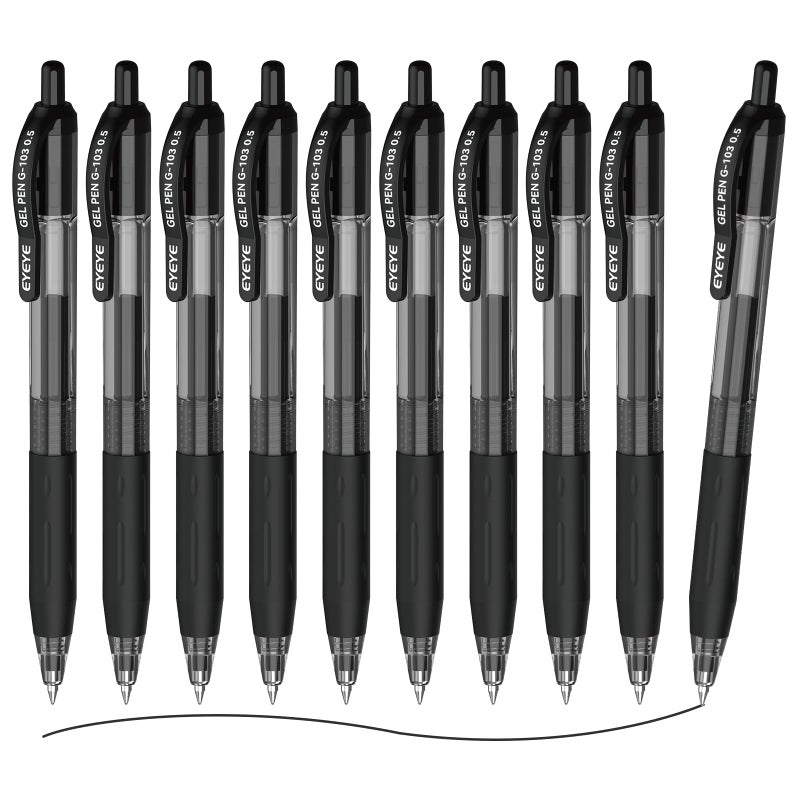 EYEYE G103 10 Pack Retractable Gel Pens 05mm Black Ink Pen Extra Fine Point Quick Dry 05 mm Ballpoint Pen Fine Point Smooth Writing Pens for for Office School Supplies - Image 2