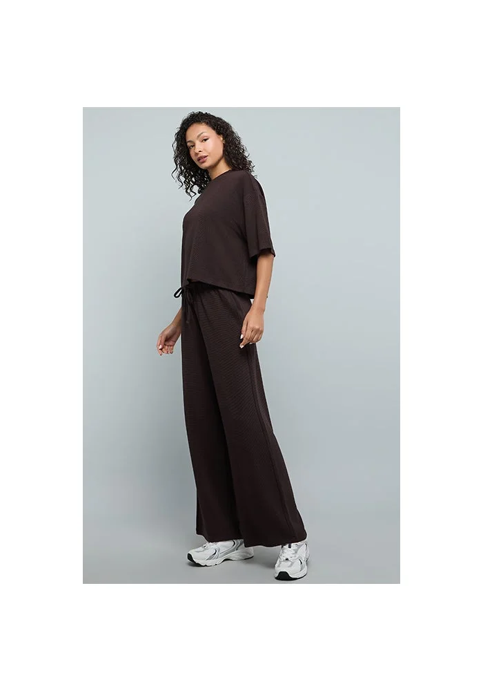 أر أند بي Solid Knitted Pants with Drawstring Waist