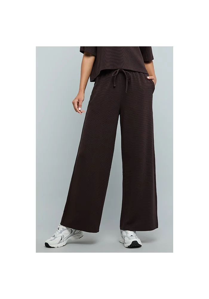 أر أند بي Solid Knitted Pants with Drawstring Waist