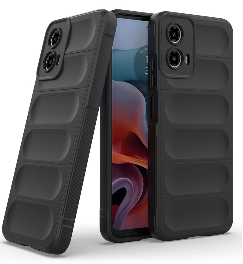 SPAZY CASE® Moto G85 5G Back Cover | Rubber Case with Soft Silicone + Smooth Surface Protective Back Cover for Moto G85 5G - Black - Image 1