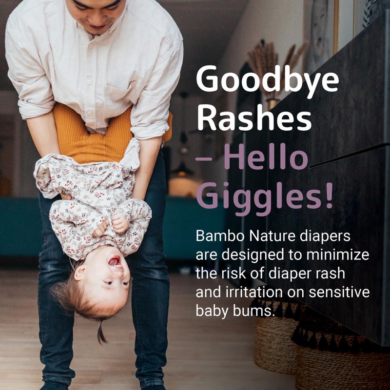 BAMBO NATURE حفاضات بامبو ناتشر المضادة للحساسية للأطفال، حفاضات مستدامة مع علامة بيئية، حماية معززة من التسرب، خالية تمامًا من الكلور، صديقة للبشرة، وامتصاص فائق - الحجم 4 (162 قطعة) - Image 2