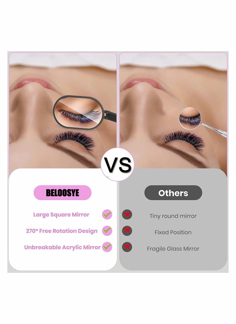 Y&D - 2Pack Large Lash Mirror Eyelash Looking Glass 270° Free Rotation Lightweight Folding Makeup Adjustable Comestic Inspection for Extension Supplies - Image 1