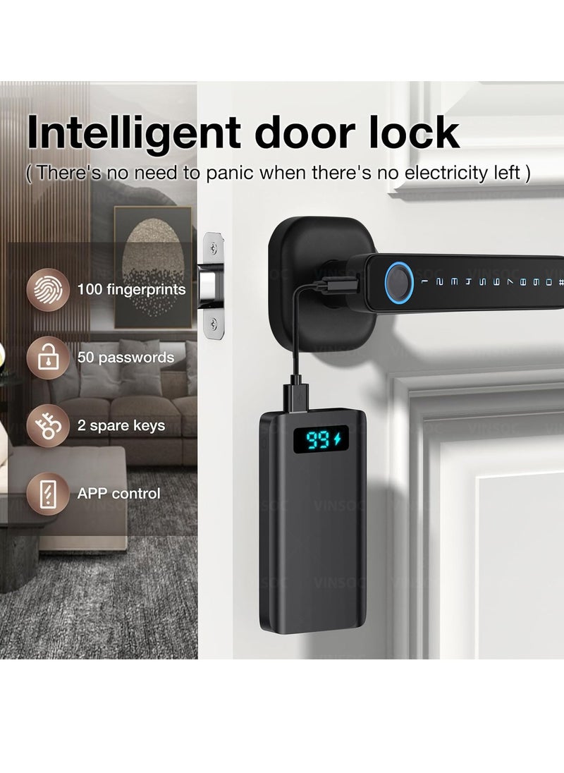 S-Color - Fingerprint Door Lock- Smart Door knob,biometric Door Lock，with passcode keypad keyless Entry Door Handle，for Bedroom Home Hotel Office Apartment (Black with Tuya App) - Image 1