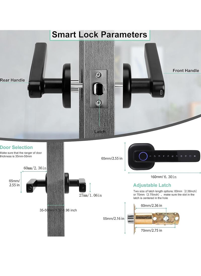 S-Color - Fingerprint Door Lock- Smart Door knob,biometric Door Lock，with passcode keypad keyless Entry Door Handle，for Bedroom Home Hotel Office Apartment (Black with Tuya App) - Image 1