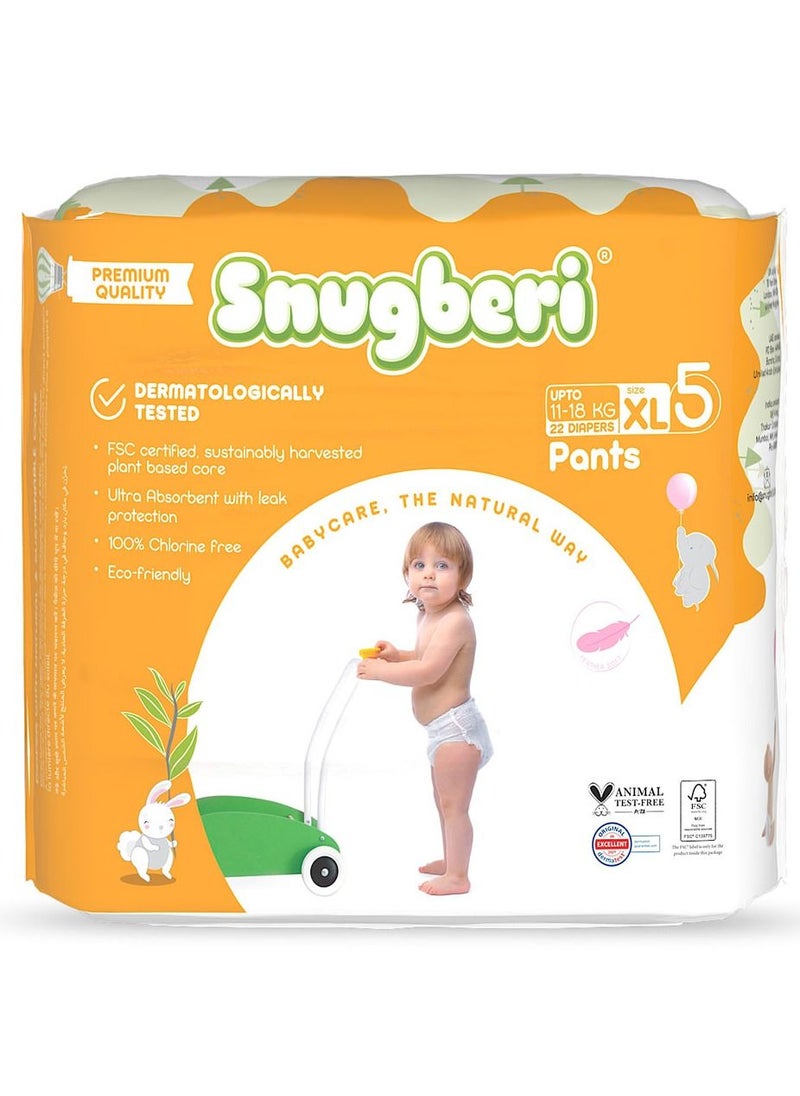 Snugberi - Premium Eco-Friendly Chlorine Free Feather Soft Printed Diapers Made Of Natural Wood Pulp With Wetness Indicator Diaper Pants Size 5 X Large 11-18Kg 22'S - Image 1