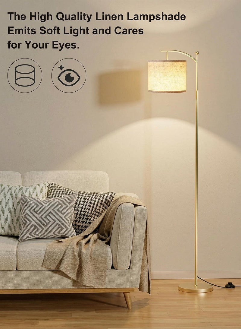 Modern Gold Floor Lamp with Remote Control 3 Color Temperatures Stepless Dimmable Standing Lamp 9W LED Bulb Included Adjustable Linen Shade LED Tall Lamp for Reading Living Room Bedroom Study Office - Image 5