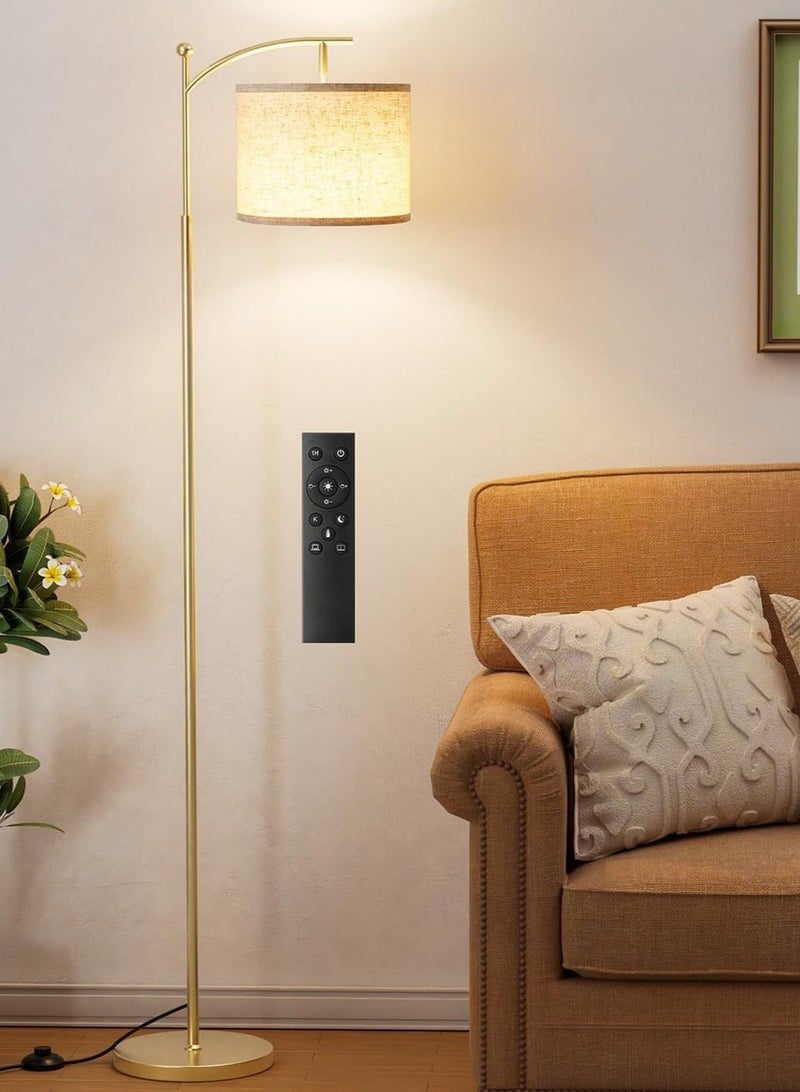 Modern Gold Floor Lamp with Remote Control 3 Color Temperatures Stepless Dimmable Standing Lamp 9W LED Bulb Included Adjustable Linen Shade LED Tall Lamp for Reading Living Room Bedroom Study Office - Image 2