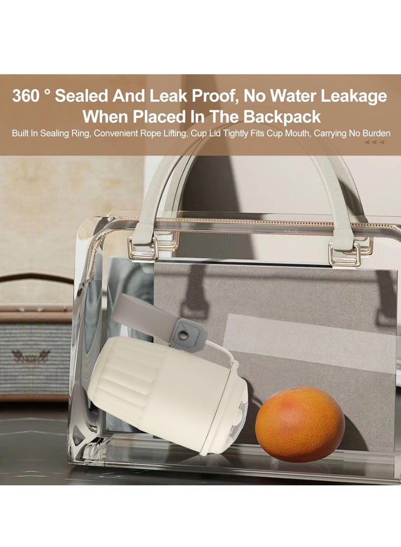 SYOSI Travel Cup Insulated Coffee Thermal Cup, 14oz Upgraded Double Walled Water Glasses, Vacuum Insulation Stainless Steel with Leak-Proof Lid Tumbler Mug, Reusable Cup for Coffee, Tea(White) - Image 5