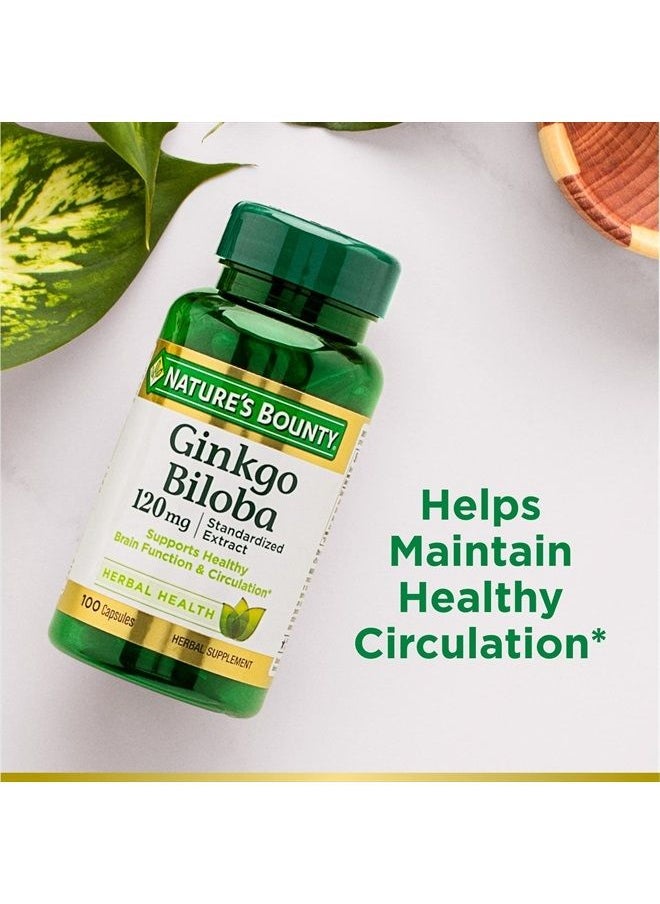 NATURE'S BOUNTY Ginkgo Biloba Capsules 120mg, Memory Support Supplement, Supports Brain Function and Mental Alertness, 100 Capsules  - Image 4