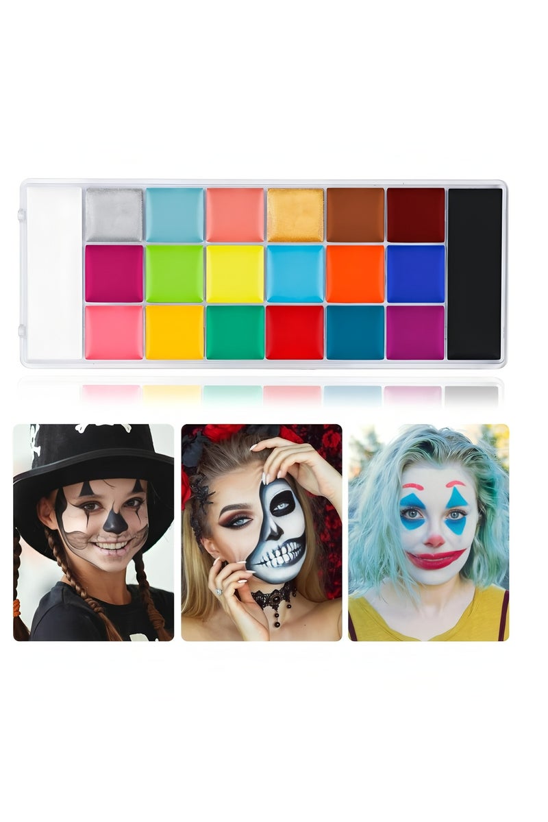 أبلينم مجموعة لوحة مكياج كوسبلاي لطلاء الجسم والوجه، 20 لونًا، مجموعة احترافية لطلاء الوجه للأطفال والكبار، لوحة ألوان بتأثيرات خاصة باللونين الأحمر والأسود والأبيض للهالوين مع 10 فرش - Image 2