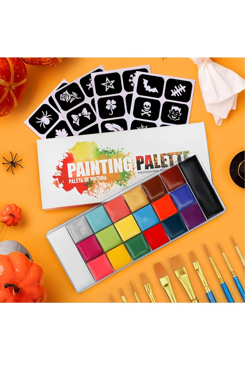 أبلينم مجموعة لوحة مكياج كوسبلاي لطلاء الجسم والوجه، 20 لونًا، مجموعة احترافية لطلاء الوجه للأطفال والكبار، لوحة ألوان بتأثيرات خاصة باللونين الأحمر والأسود والأبيض للهالوين مع 10 فرش - Image 3