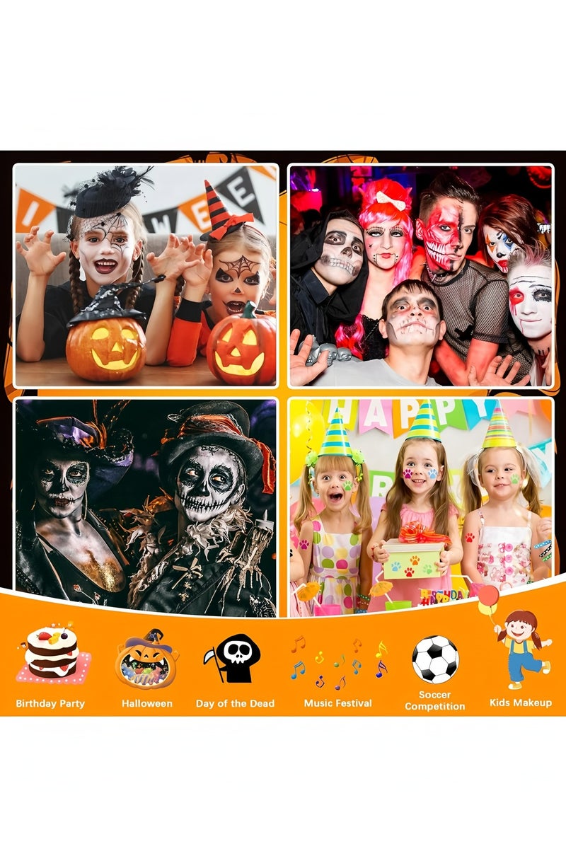 أبلينم مجموعة لوحة مكياج كوسبلاي لطلاء الجسم والوجه، 20 لونًا، مجموعة احترافية لطلاء الوجه للأطفال والكبار، لوحة ألوان بتأثيرات خاصة باللونين الأحمر والأسود والأبيض للهالوين مع 10 فرش - Image 5