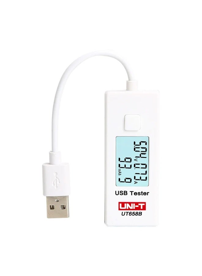يوني تي جهاز اختبار USB من UNI-T UT658B - مقياس طاقة USB رقمي، جهاز اختبار الجهد والتيار لشواحن USB، وبنوك الطاقة، وأجهزة النوع A، واختبار الكابلات، ومراقبة أداء الشحن - Image 1