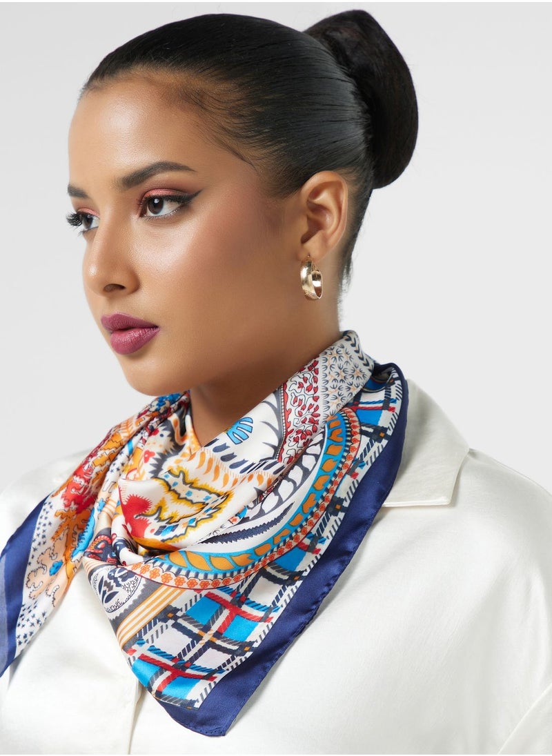 خزانة Oversized Paisely Print Hijab Scarf  - Image 1