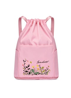 Fashion Drawstring Sports Bag Large Capacity Zipper Adjustable Waterproof Gym Bag with Outside Pocket for Women Men Kids
