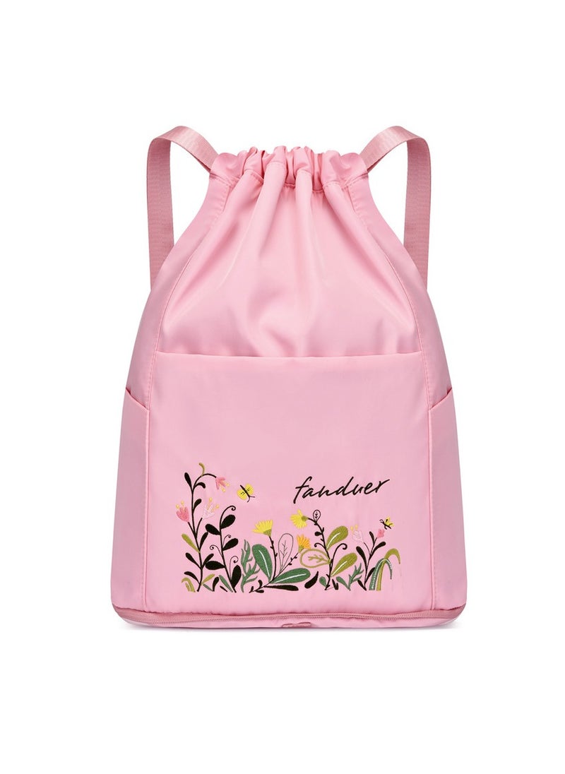 General - Fashion Drawstring Sports Bag Large Capacity Zipper Adjustable Waterproof Gym Bag with Outside Pocket for Women Men Kids - Image 1