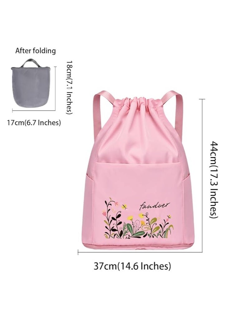 General - Fashion Drawstring Sports Bag Large Capacity Zipper Adjustable Waterproof Gym Bag with Outside Pocket for Women Men Kids - Image 1