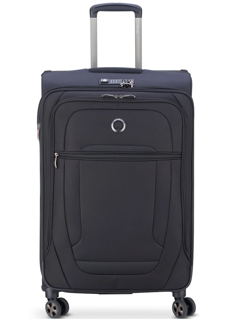 DELSEY Paris Helium DLX 71 Cm Softcase 4-Double Wheeled Expandable Check-In Luggage Trolley - Black