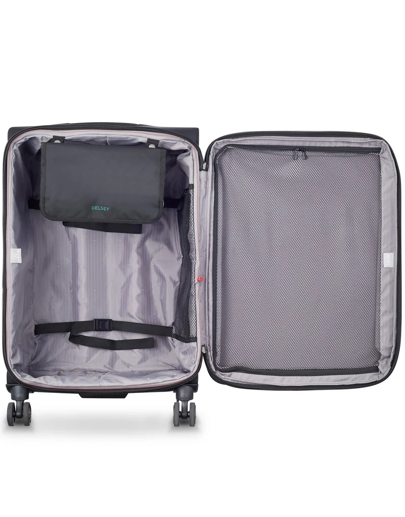 DELSEY Paris Medium Helium DLX 71 Cm Softcase 4-Double Wheeled Expandable Check-In Luggage Trolley - Black  | Best Price UAE
