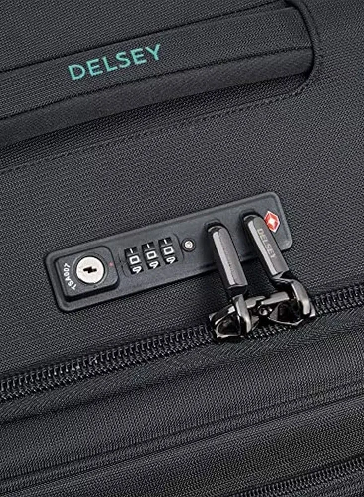 DELSEY Paris Medium Helium DLX 71 Cm Softcase 4-Double Wheeled Expandable Check-In Luggage Trolley - Black  | Best Price UAE