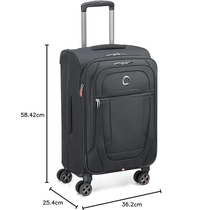 DELSEY Paris Medium Helium DLX 71 Cm Softcase 4-Double Wheeled Expandable Check-In Luggage Trolley - Black  | Best Price UAE