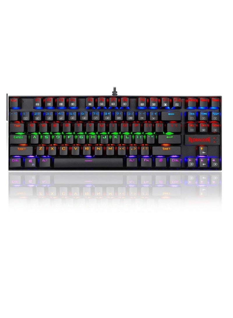 REDRAGON K552 Kumara Mechanical Gaming Keyboard – Rainbow  Backlight – Switch – 87 Key TKL Design – (AR / EN Key ) | Black - Image 2