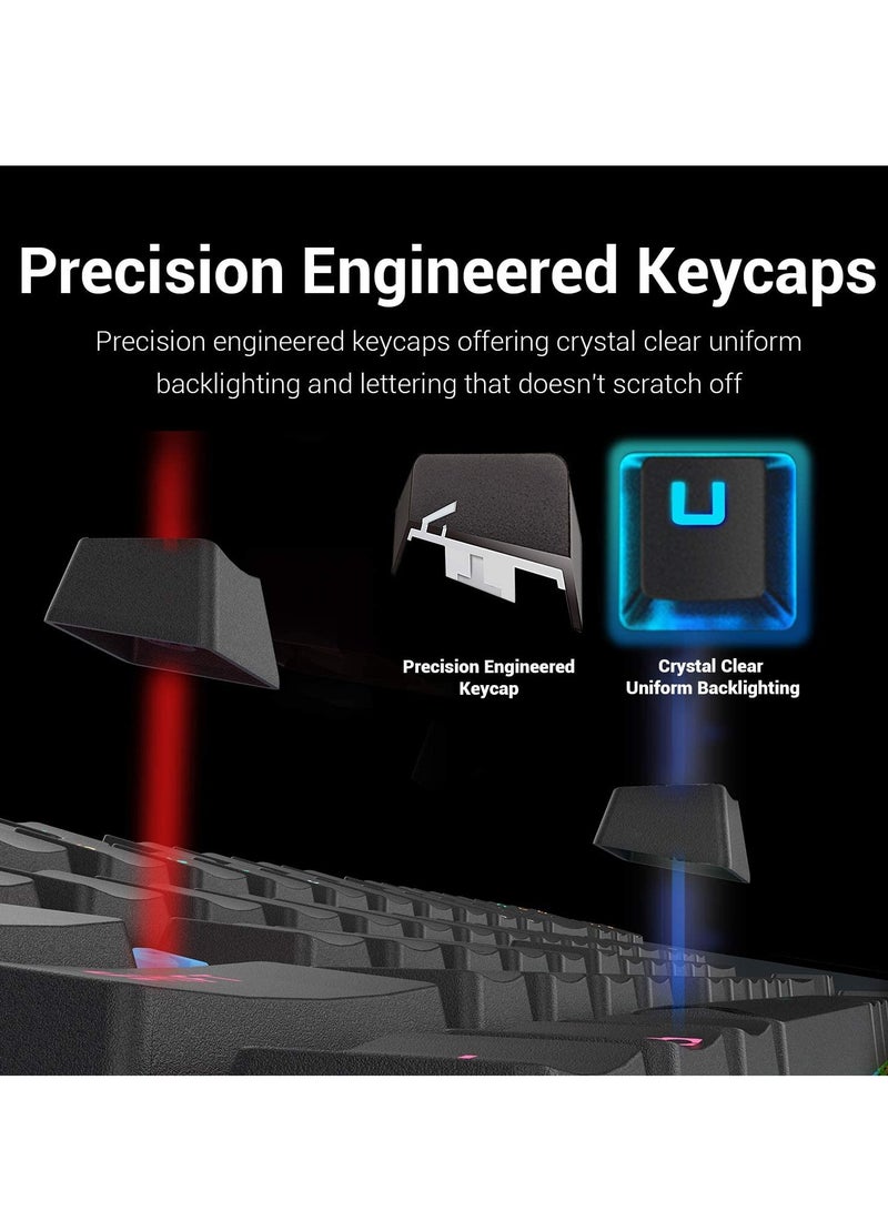 REDRAGON K552 Kumara Mechanical Gaming Keyboard – Rainbow  Backlight – Switch – 87 Key TKL Design – (AR / EN Key ) | Black - Image 4