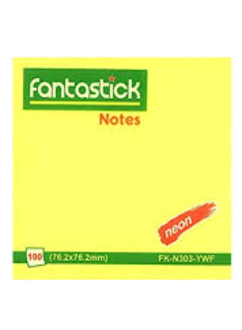 Fantastick 3-Piece Sticky Notes 3x3 Inch Size Neon Yellow - Image 2