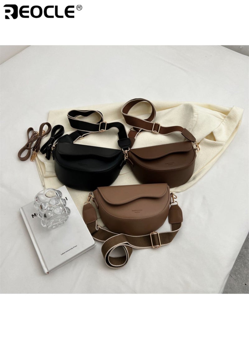 ريوكل حقيبة كتف نسائية نصف دائرية عتيقة خفيفة الوزن محفظة كروس بودي متينة بسيطة مع حزام قابل للتعديل للاستخدام اليومي غير الرسمي والرسمي - Image 3