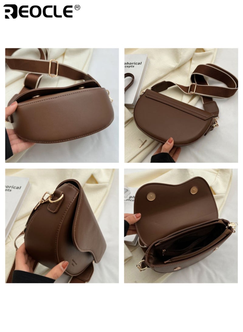 ريوكل حقيبة كتف نسائية نصف دائرية عتيقة خفيفة الوزن محفظة كروس بودي متينة بسيطة مع حزام قابل للتعديل للاستخدام اليومي غير الرسمي والرسمي - Image 5