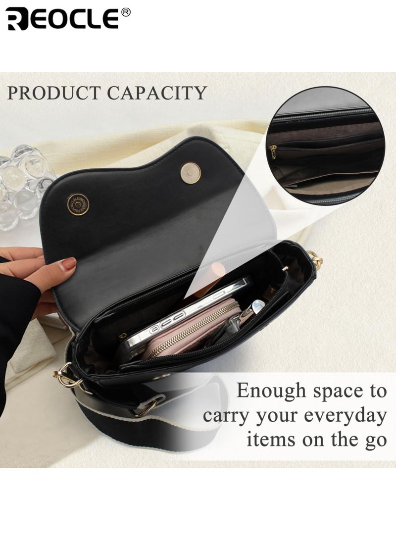 ريوكل حقيبة كتف نسائية نصف دائرية عتيقة خفيفة الوزن محفظة كروس بودي متينة بسيطة مع حزام قابل للتعديل للاستخدام اليومي غير الرسمي والرسمي - Image 4