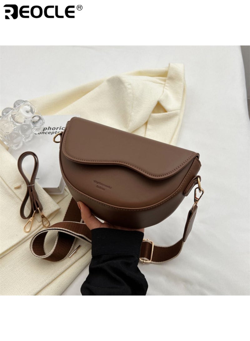 ريوكل حقيبة كتف نسائية نصف دائرية عتيقة خفيفة الوزن محفظة كروس بودي متينة بسيطة مع حزام قابل للتعديل للاستخدام اليومي غير الرسمي والرسمي - Image 1