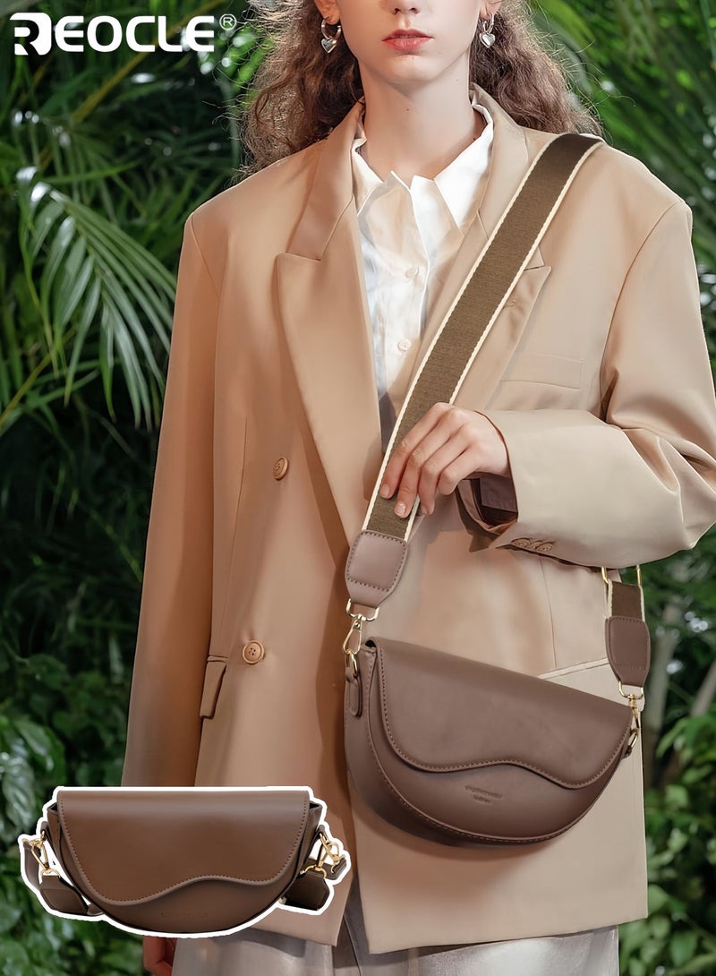 ريوكل حقيبة كتف نسائية نصف دائرية عتيقة خفيفة الوزن محفظة كروس بودي متينة بسيطة مع حزام قابل للتعديل للاستخدام اليومي غير الرسمي والرسمي - Image 2