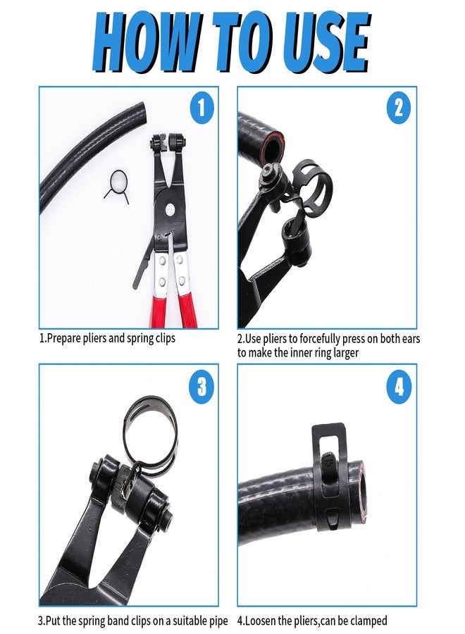 PEROMI 130Pcs 6-25mm Spring Band Hose Clamps With Swivel Flat Hose Clamp Plier Assortment Kit, Spring Band Type Fuel Line Silicone Vacuum Hose Steel Clamp,Low Pressure Air Clip Clamp - Image 5