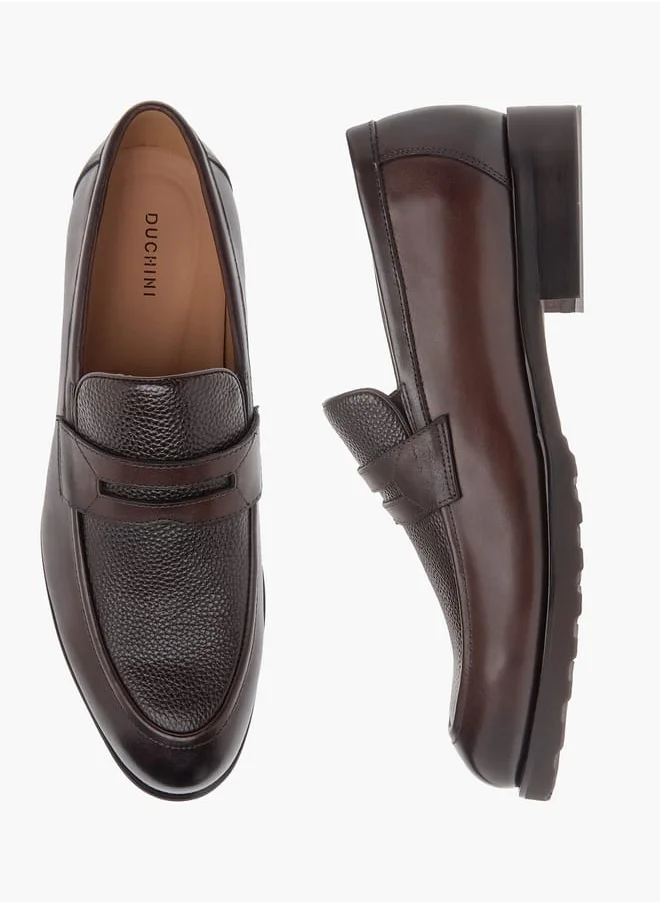 دوتشيني Men's Textured Slip-On Loafers