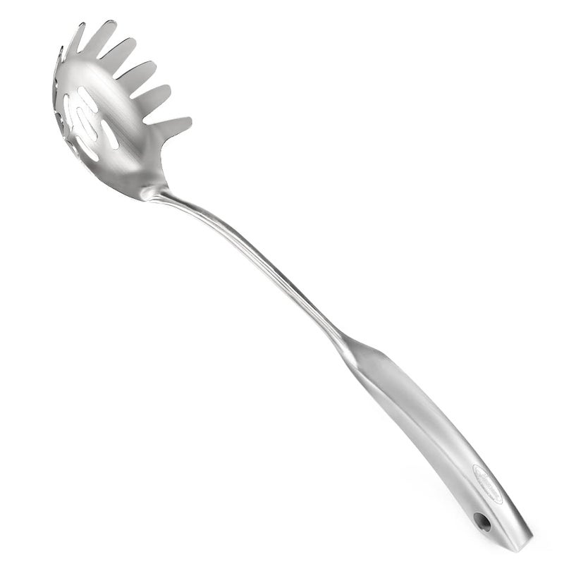 Newness Focus on Stainless Steel Spaghetti Server Rustproof Integral Forming Durable Newness 304 Stainless Steel Pasta Fork with Vacuum Ergonomic Handle Comfortable Grip Design Spaghetti Server for Kitchen 1433 Inches 