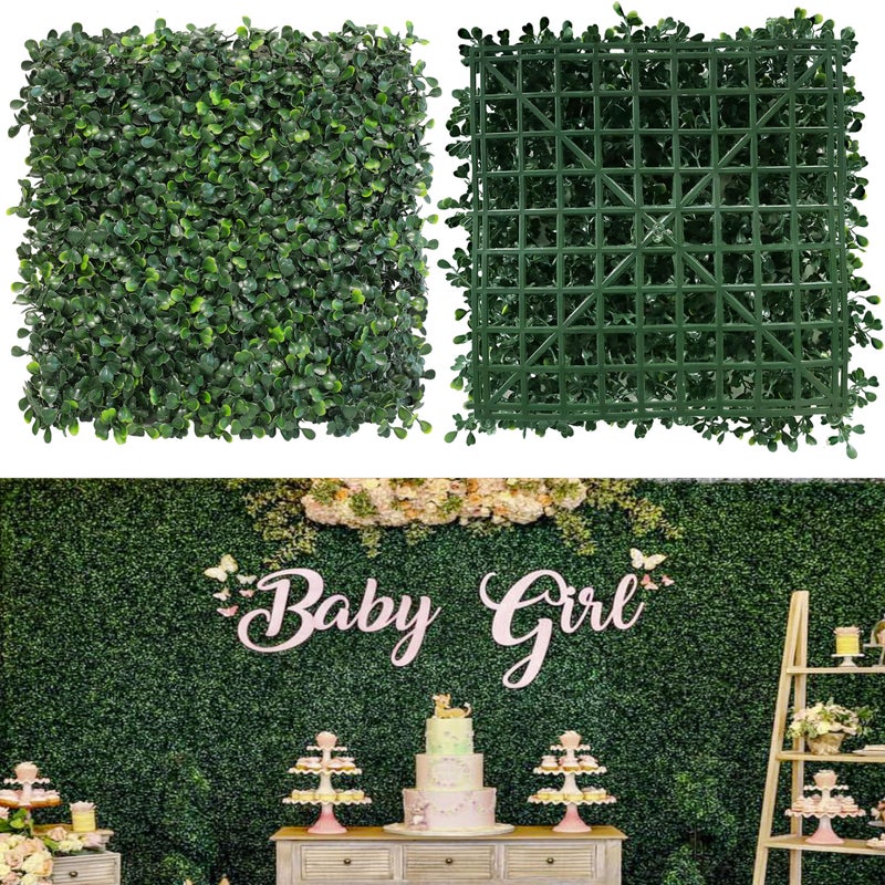 NETAP Grass Wall Panels, 10"x 10"(12pcs) 4-Layer Artificial Boxwood Faux Green Wall for Interior, Garden Party Wedding Backdrop, Indoor Outdoor Plant Wall Decor - Image 1