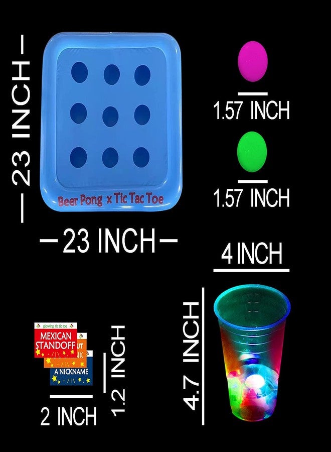 Ahuimeius 23 x 23 Inch Glowing Pool Party Rack Tic Tac Toe Floating Rafts, Swimming Pool Pong Party Game Drinking Game and Drink Holder, Includes 1 Rafts 9 Cups and 10 Pong Balls, Flashing Color 1 - Image 4