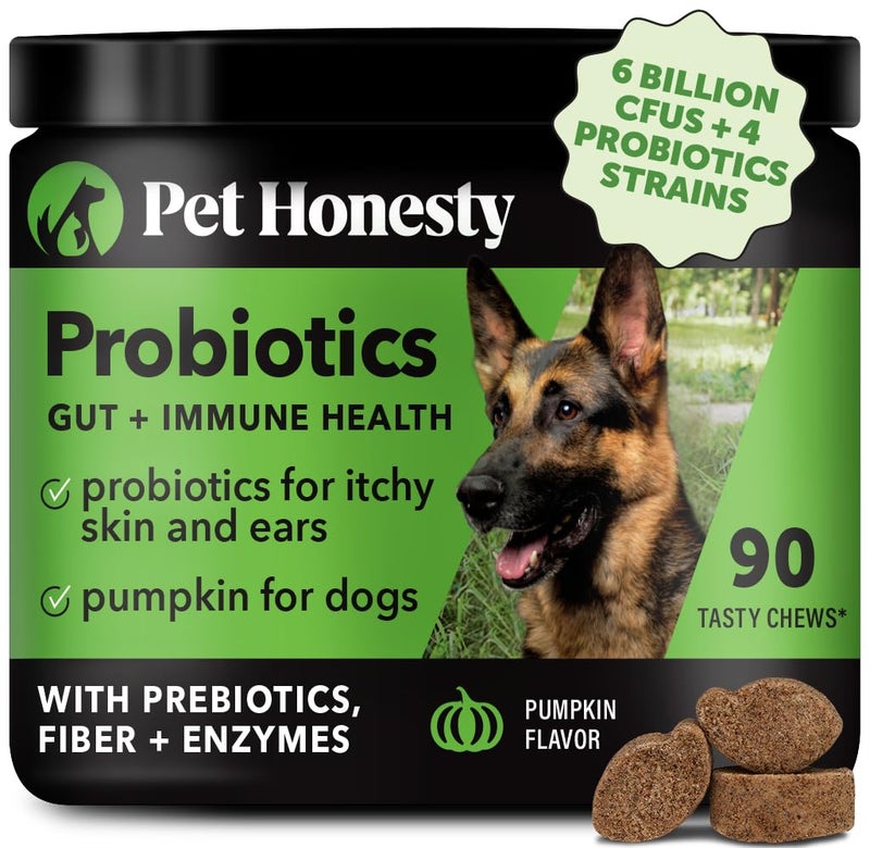 Pet Honesty Probiotics for Dogs, Dog Probiotics for Digestion Support, Digestive Enzymes Promotes Gut Health, Immunity Health & Itch Relief, Prebiotics and Probiotics (Pumpkin 90 ct) - Image 1