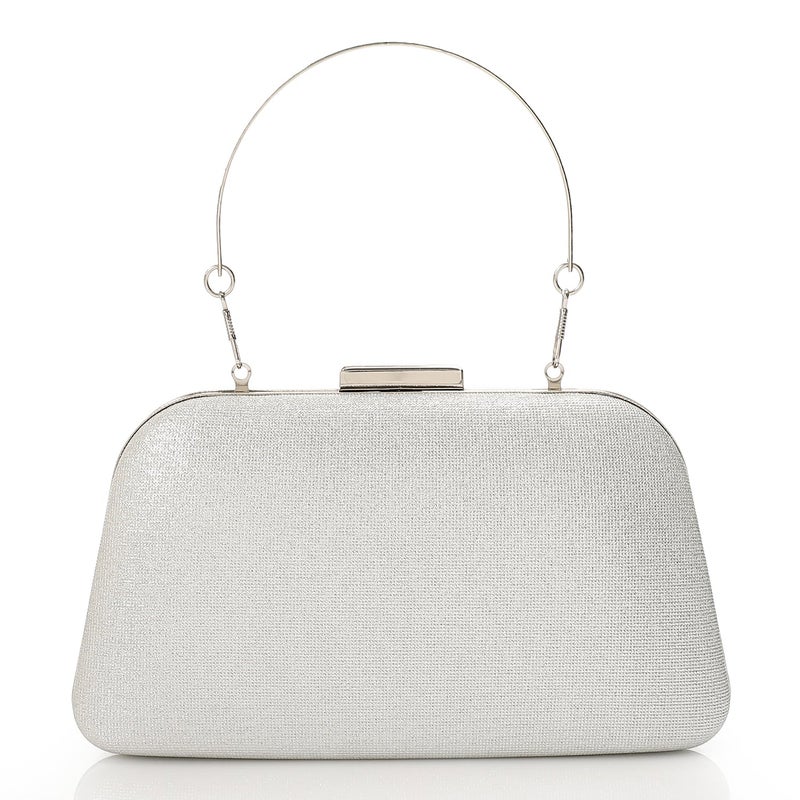 Mr.joe Elegant Glitter Clutch with Metal Handle -Silver - Image 3