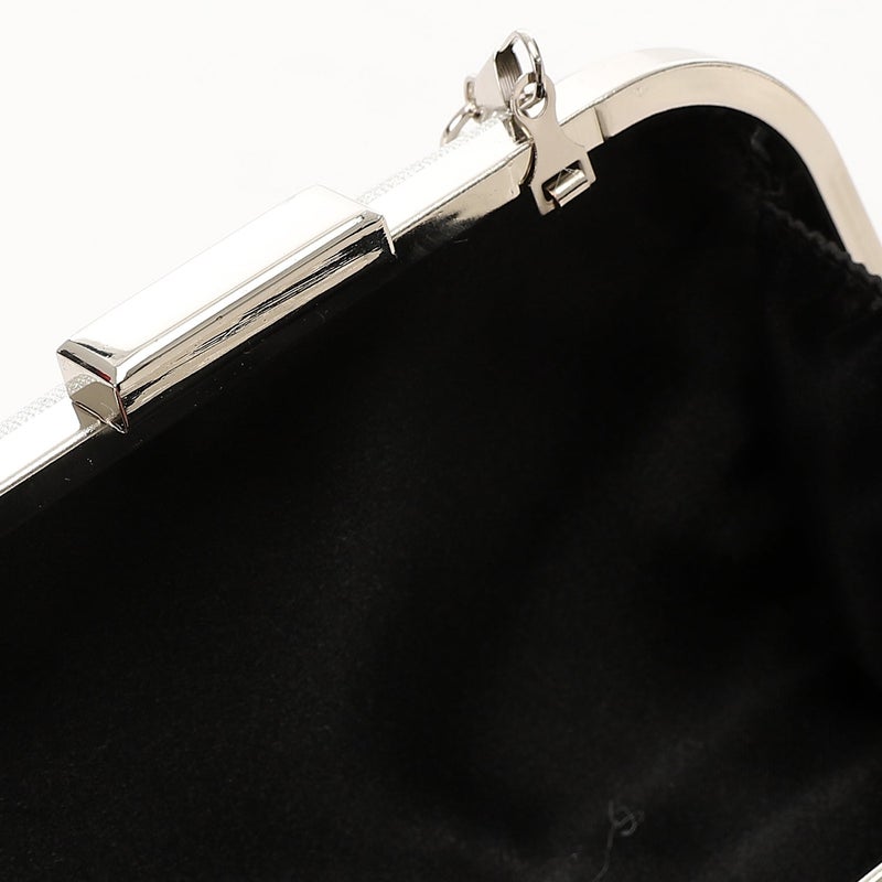 Mr.joe Elegant Glitter Clutch with Metal Handle -Silver - Image 4